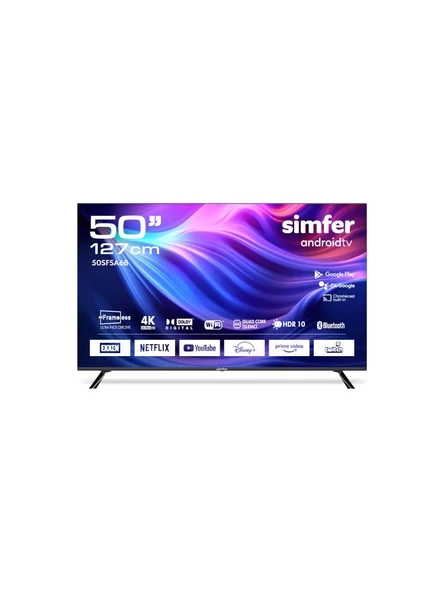 Simfer 50SFSA6B 4K Ultra HD 50" 127 Ekran Uydu Alıcılı Android Smart LED TV ürün görseli 1