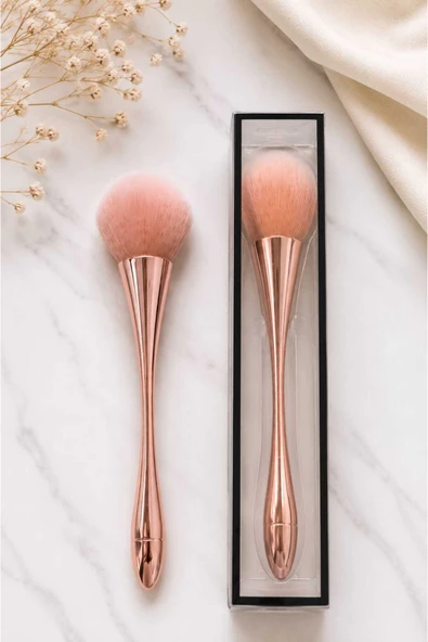 LUNARE Allık Pudra Fırçası | Ultra Yumuşak Büyük Makyaj Fırçası Rose Gold Profesyonel | Allık & Bronzer Fırçası ürün görseli 1