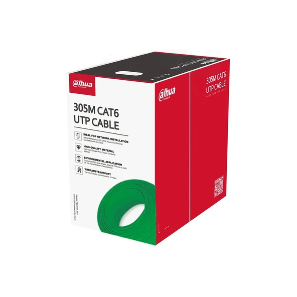 Dahua PFM920I-6UN-C UTP CAT6 305M Uzun Mesafeli İletim Cat6 İç Ortam Kablo Yeşil ürün görseli 1