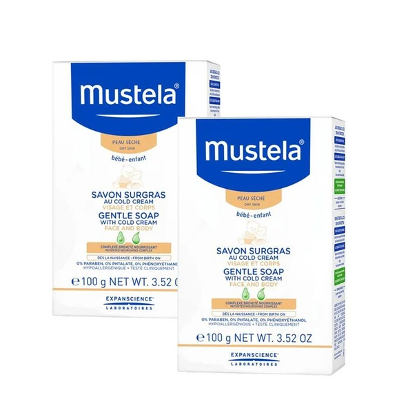 Mustela Gentle Cold Krem İçeren Bebek Sabunu 2 x 100 gr ürün görseli 1