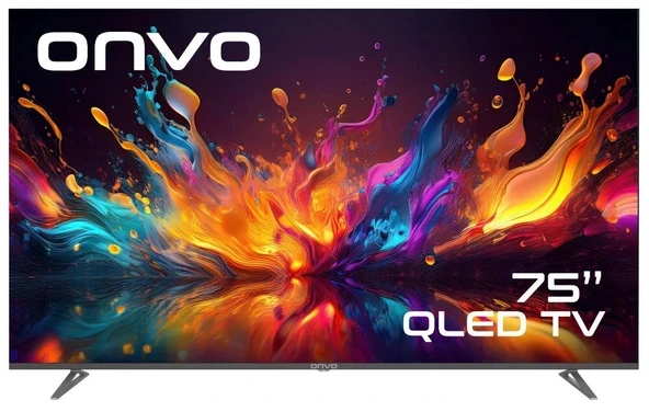 Onvo 75VQ90F3UA 4K Ultra HD 75" 190 Ekran Uydu Alıcılı Google Smart QLED TV ürün görseli 1