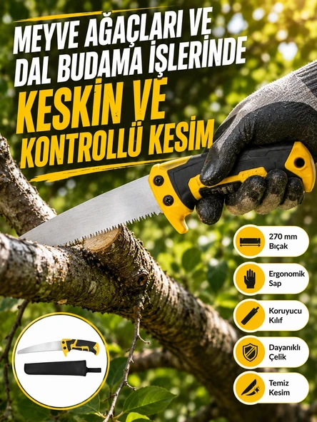 Kılıflı Budama Bahçe Testeresi 270 mm Düz Bıçaklı ürün görseli 1