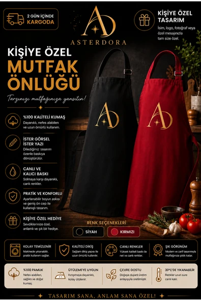 Asterdora Kişileştirilmiş Mutfak Önlüğü (Tasarımınızı Oluşturun) ürün görseli 1