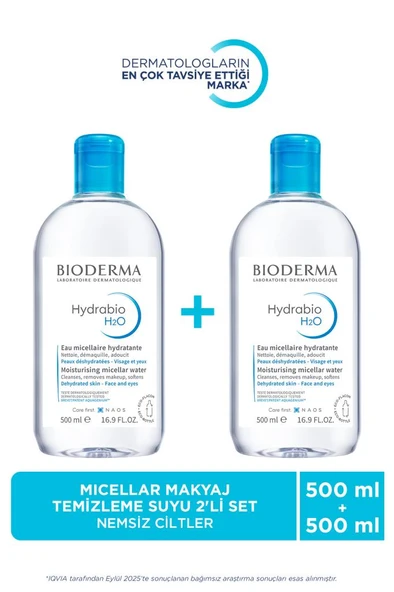 Bioderma Hydrabio H2O Makyaj Temizleme Suyu 2 x 500 Ml - İKİLİ PAKET ÖZEL FİYAT ürün görseli 1