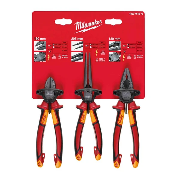 Milwaukee T4932464575 3 Parça İzoleli Pense Seti ürün görseli 1