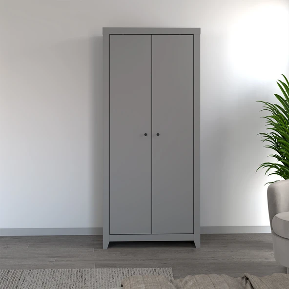 İnarch Dizayn Bled 2 Kapaklı Gardırop – Şık ve Minimalist Yatak Odası Dolabı  Gri ürün görseli 1