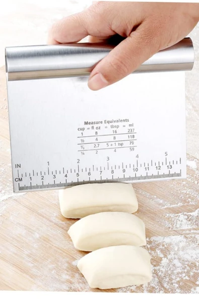 Paslanmaz Çelik  Hamur Kesici, Kazıyıcı ve Porsiyonlayıcı , Ölçülü 14.5 CM Saplı Masterchef Spatula ürün görseli 1