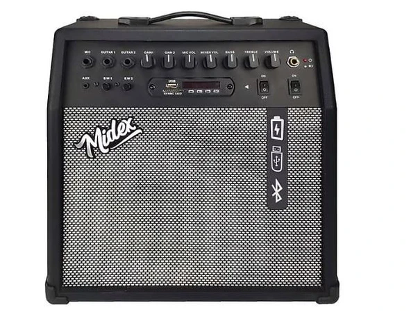 Midex MGA-50USB-BT 50 W USB Bluetooth Elektro Gitar Amfisi-AMBALAJ HASARLI (KOZMETİK İZLER MEVCUT) ürün görseli 1