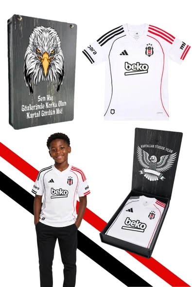 ORJİNAL LİSANSLI ADİDAS BEŞİKTAŞ FORMA 25-26 SEZON BEYAZ ÇOCUK FORMASI UV KUTU HEDİYELİ ürün görseli 1