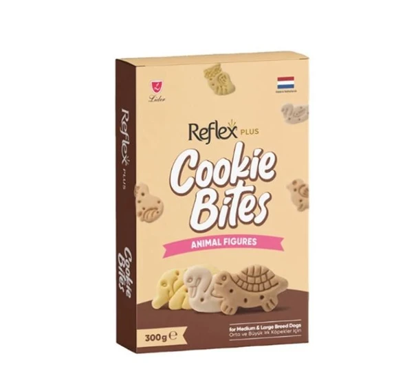 Reflex Plus Cookie Bites Animal Figures Orta ve Büyük Irk Yeşikin Köpek Ödül Maması 300gr ürün görseli 1