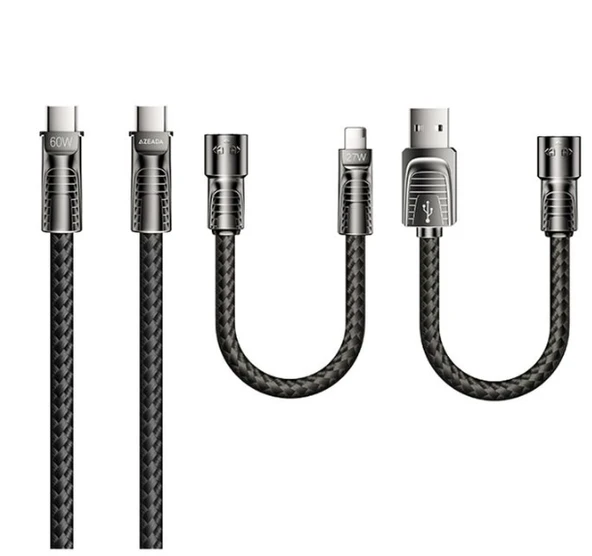 Jopus 4in1 Çoklu Şarj Kablosu 60W Type-C Lightning USB-A Hızlı Şarj Örgü Kablo 1.5 Metre AZ-B11th ürün görseli 1
