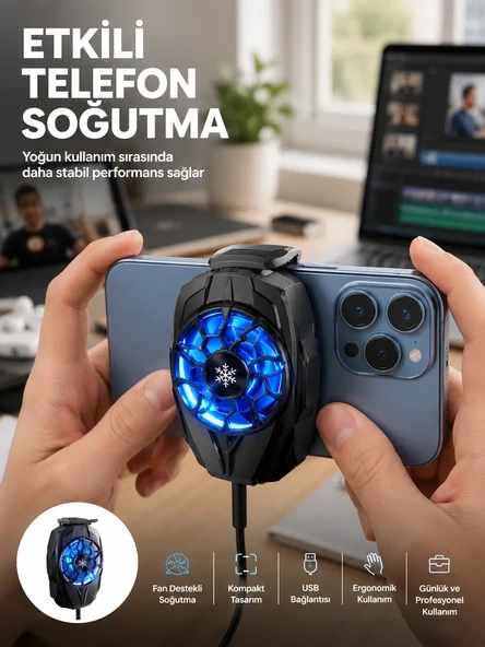 Telefon Soğutucu Fan Güçlü Motor Radyatör Cep Telefon Soğutma ürün görseli 1