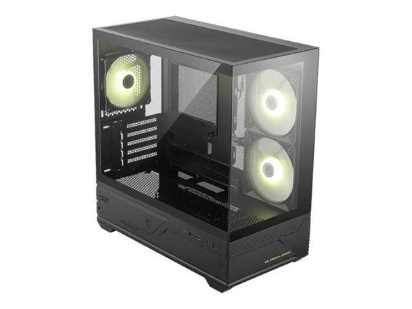 MSI MAG PANO M110R Mini Tower Micro-ATX Case (W/2x140mm ARGB Fan (Reverse Blades Fan), 1x120mm ARGB Fan, CA-MPAM11R) ürün görseli 1
