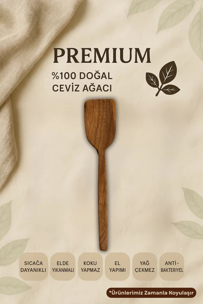 1 Adet 30 CM El Yapımı Ceviz Ağacı Spatula | %100 Doğal Ahşap Mutfak Gereci | Çizmez ve Dayanıklı ürün görseli 1
