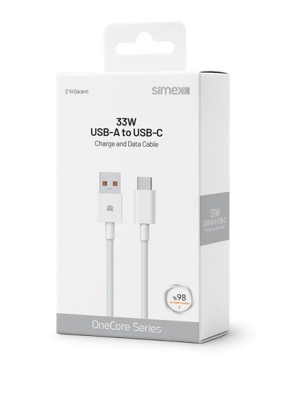 Simex Xiaomi Type-C Android Uyumlu 33W Turbo Şarj ve Data Kablosu CE Belgeli - SPK-18 Beyaz ürün görseli 1