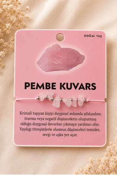 Asterdora Pembe Kuvars Taşlı İpli Bileklik ürün görseli 1