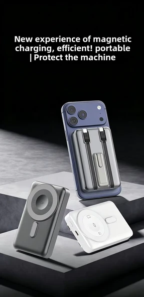 Jopus 10000 mAh Magsafe Powerbank Kablosuz Şarj 22.5W Hızlı Şarj Watch AirPods Uyumlu Standlı - RD-V35R ürün görseli 1