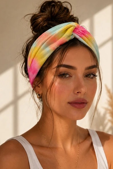 Asterdora Pastel Renkli Desenli Saç Bandı ürün görseli 1