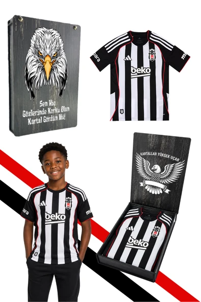 ORJİNAL LİSANSLI ADİDAS BEŞİKTAŞ FORMA 25-26 SEZON ÇUBUKLU ÇOCUK FORMASI UV BASKI KUTU HEDİYELİ ürün görseli 1