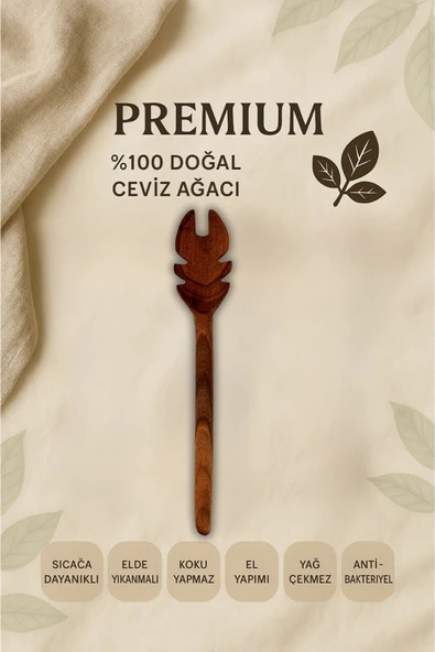 1 Adet %100 Doğal Ceviz Ağacı El Yapımı Mutfak Maşası | 31.5 CM | Doğal Ahşap Maşa ürün görseli 1
