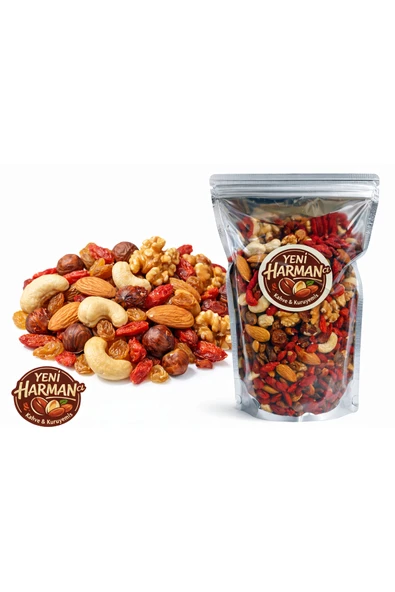 Yeni Harmancı Premium Mix 500 Gr. (Goji Beryy, Çekirdeksiz Kuru Üzüm, Badem İçi Çiğ, Fındık İçi Çiğ, Ceviz İçi, Kaju Fıstığı Çiğ) ürün görseli 1