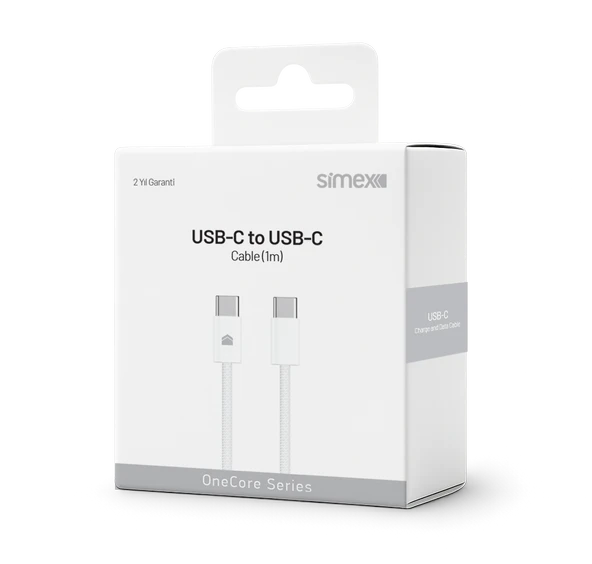 Simex iPhone Samsung Xiaomi Uyumlu 60W Type-C to Type-C Hızlı Şarj Kablosu CE Belgeli Örgülü 1 Mt -SPK-16 ürün görseli 1