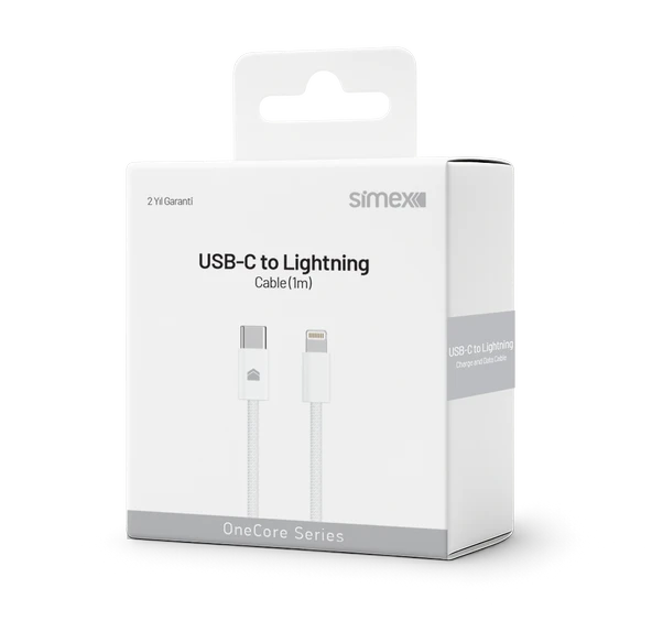 Simex iPhone 11 12 13 14 Uyumlu Type-C to Lightning 20W Hızlı Şarj Kablosu 1 Mt CE Belgeli Örgülü - SPK-16 ürün görseli 1