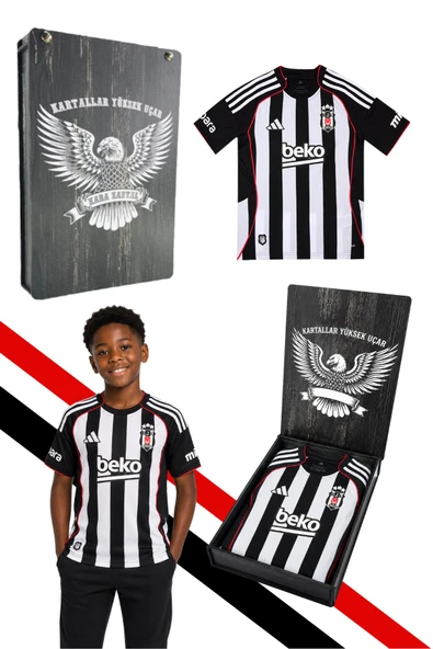 ORJİNAL LİSANSLI ADİDAS BEŞİKTAŞ FORMA 25-26 SEZON ÇUBUKLU ÇOCUK FORMASI LAZER BASKI KUTU HEDİYELİ ürün görseli 1