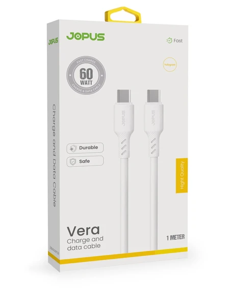 Jopus 60W Destekli İphone Samsung Xiaomi Uyumlu Type C To Type C Hızlı Şarj Kablosu 1 Metre JO-DK11 ürün görseli 1