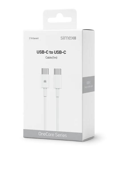 Simex iPhone Samsung Xiaomi Uyumlu 60W Type-C to Type-C Hızlı Şarj Kablosu CE Belgeli 1 Mt -SPK-15 Beyaz ürün görseli 1