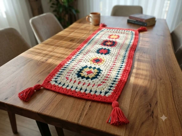 El Örgüsü Motifli Orlon Runner ürün görseli 1