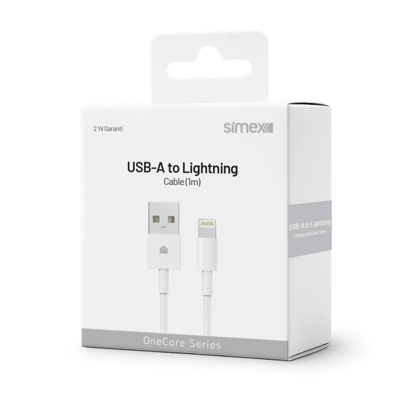 Simex iPhone 11 12 13 14 Uyumlu Usb to Lightning 12W Hızlı Şarj Kablosu 1 Mt CE Belgeli - SPK-15 Beyaz ürün görseli 1