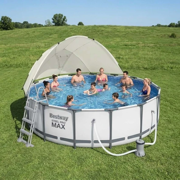 Bestway Steel Pro MAX Prefabrik Yer Üstü Gölgelikli Yuvarlak Havuz Seti 457cm x 122cm 56438 BW610 ürün görseli 1