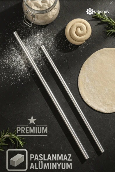 2'li Alüminyum  Paslanmaz Metal Masterchef Pratik 60-90 Cm Hamur, Yufka Açıcı Oklava ürün görseli 1