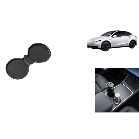 Tesla Model 3 / Y Standart ve Juniper Uyumlu Orta Bardaklık Pedi Kaymaz Konsol Koruyucu Matı 1 Adet Siyah ürün görseli 1