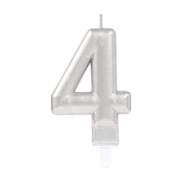 4 Rakam Mum Gümüş Renk ürün görseli 1