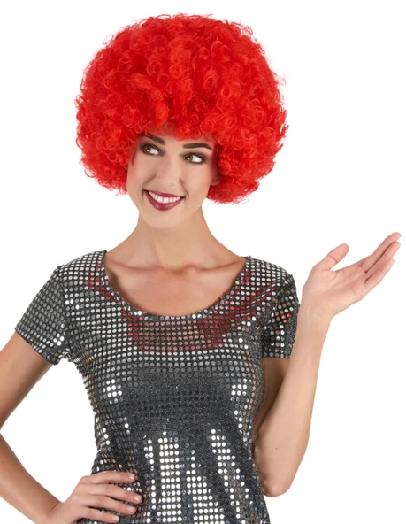 Kırmızı Renk Kıvırcık Afro Bonus Peruk ürün görseli 1