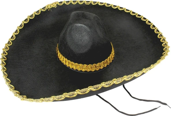 Sombrero Meksika Şapkası Mariachi Altın Şeritli Yetişkin Boy ürün görseli 1