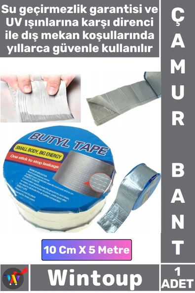 #Bant Nem Su Geçirmez İzolasyon Tamir Mastik Esnek Ultra Güçlü Yapışkan Çamur Bandı 5 Metre X 10 Cm ürün görseli 1