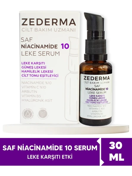 Zederma Niacinamide 10 Leke Serum Tüm Cilt Tipleri İçin Arbutin ve C Vitamini 30 ml ürün görseli 1