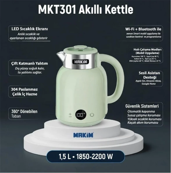 Makim MKT301 AKILLI YEŞİL KETTLE ürün görseli 1