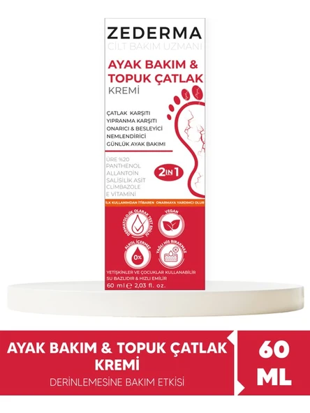 Zederma 60 ml Ayak Bakım & Topuk Çatlak Kremi %20 Üre ile Hızlı Nemlendirme Sağlar ürün görseli 1
