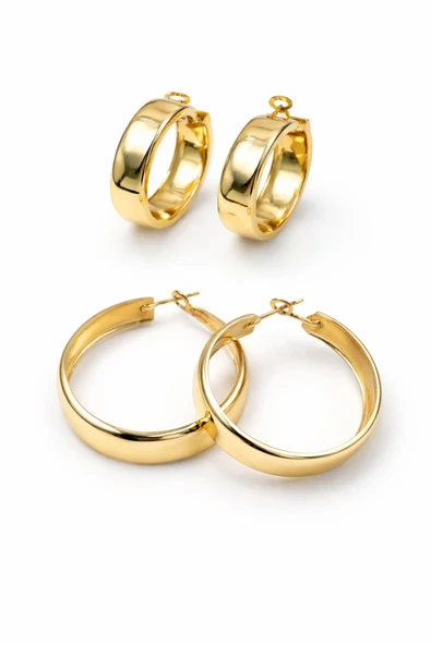 Loop Gold Halka Küpe - Resim 2