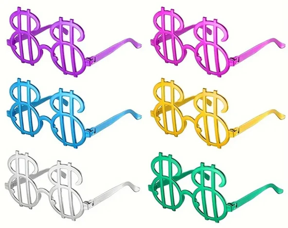 Dolar Şekilli Metalize Parti Gözlüğü 6 Adet ürün görseli 1