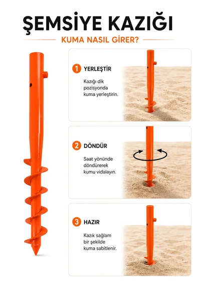 3'lü şemsiye sabitleme kazığı - Resim 4