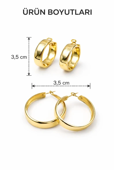 Loop Gold Halka Küpe - Resim 3