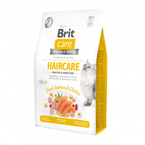 Brit Care Haircare Somonlu ve Tavuklu Tahılsız Yetişkin Kedi Maması 2 Kg ürün görseli 1