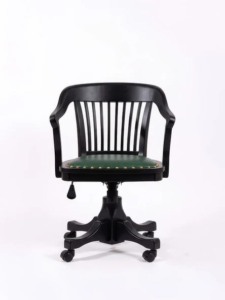 Throne Deri Döşemeli Ahşap Ofis Sandalyesi - Resim 2