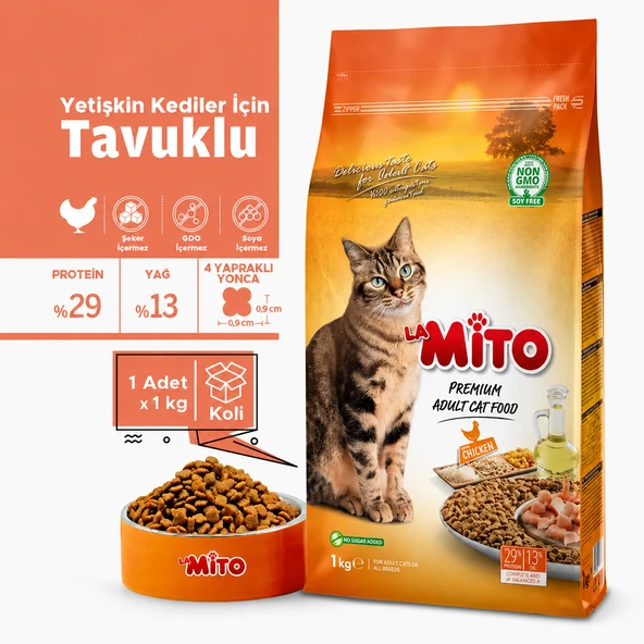 LaMito Tavuklu Yetişkin Kedi Maması 1 Kg ürün görseli 1