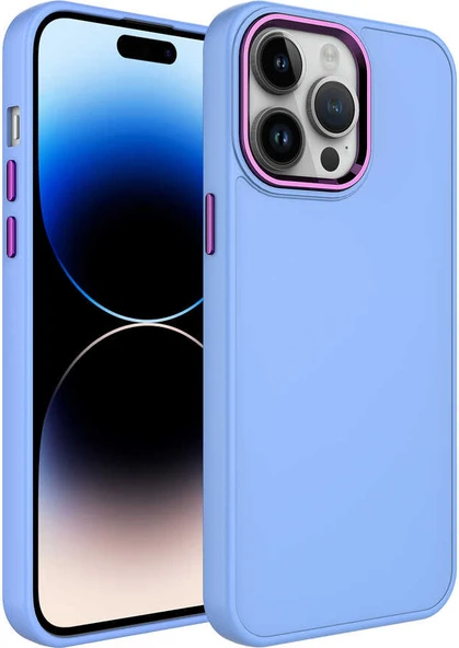 Apple iPhone 13 Pro Kılıf Metal Çerçeve ve Buton Tasarımlı Silikon Mnc Luna Kapak-Lila ürün görseli 1